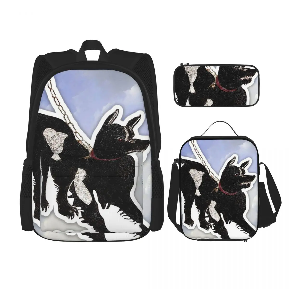 

Рюкзаки с изображением пещеры, собаки, животных, сумка для книг для мальчиков и девочек, детские школьные сумки, детский рюкзак, сумка для обеда, сумка для ручек, набор из трех предметов