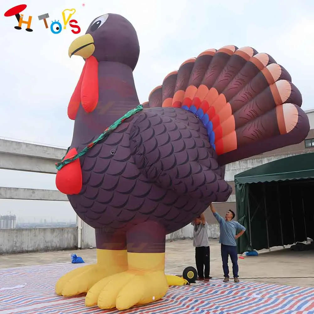 Nave aerea veloce 4m/6m/8m Gonfiabile gigante Modello di tacchino Decorazione Aria esplodere Animale per l'esposizione del Giorno del Ringraziamento