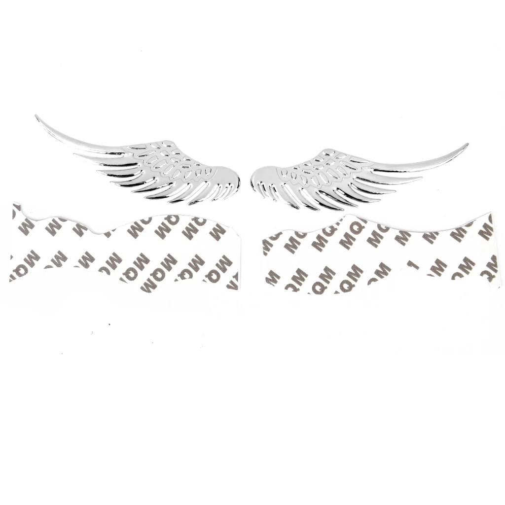 Pair 3D Chrome Metal Silver Emblem Angel Car Sticker Decor Decal