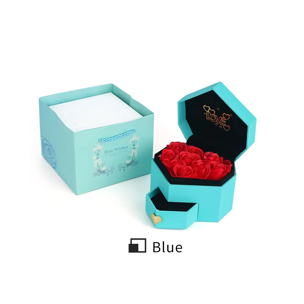 

Rose Jewelry Box Creative Nine Roses Jewelry Box Heart Shape Jewelry Gift Box High-Quality 100 Languages I Love You Necklace