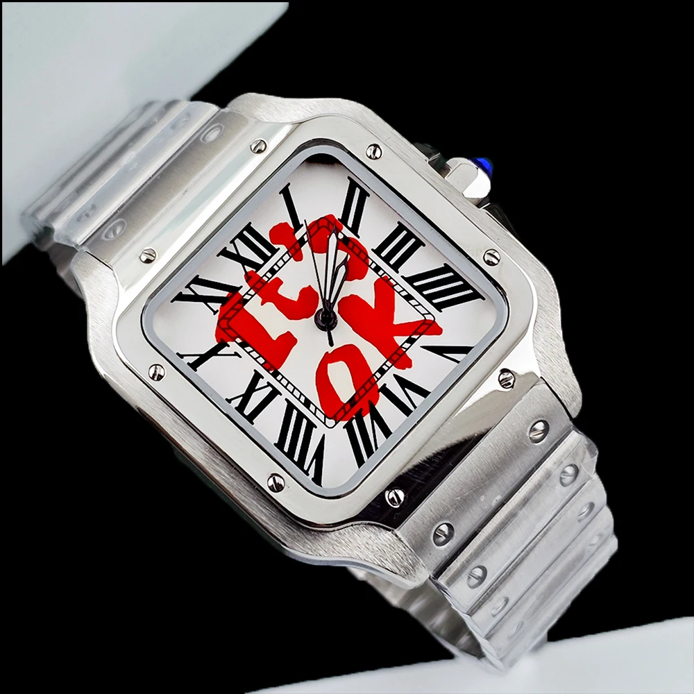 NH35 Square Watch Time is Money Watch Stainless Steel Watch Men's Automatic Watch Customized Logo Watch NH35 Movement Watch