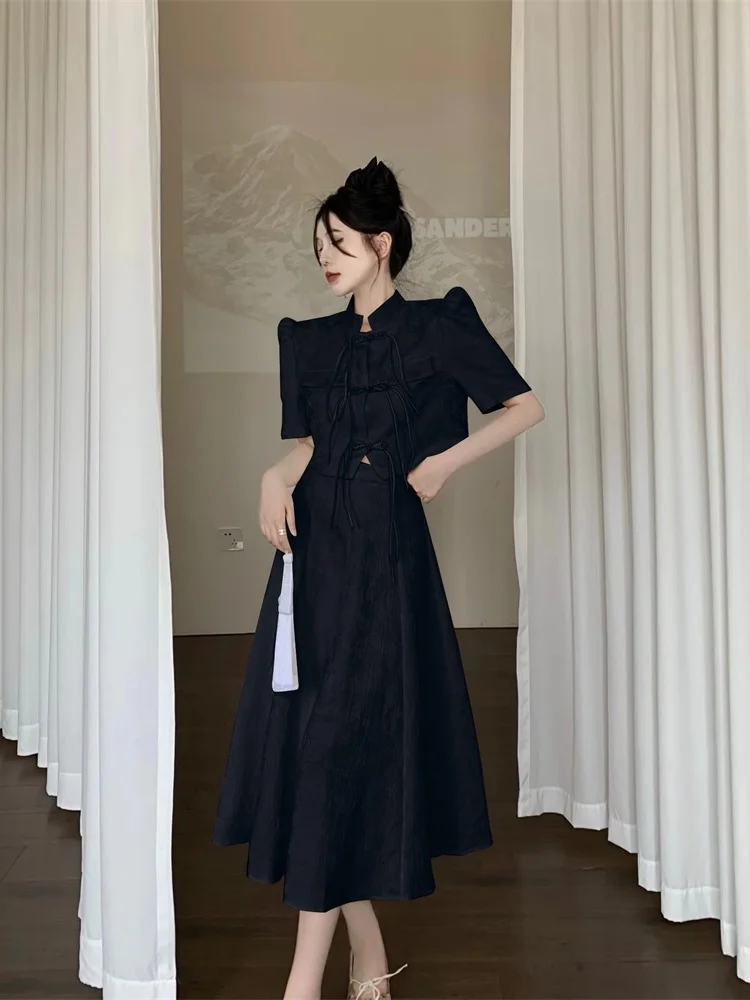 

Elegant Short Sleeve Blazer Women Suit Summer Vintage Two Piece Women Set 2 Piece Skirt and Top Set Women