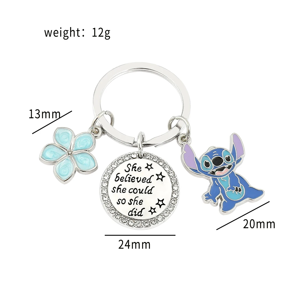 Disney Anime Lilo & Stitch Keychain Letter Just A Girl Who Loves Stitch Nameplate Pendant Keyrings Stitch Angel Bag Accessories