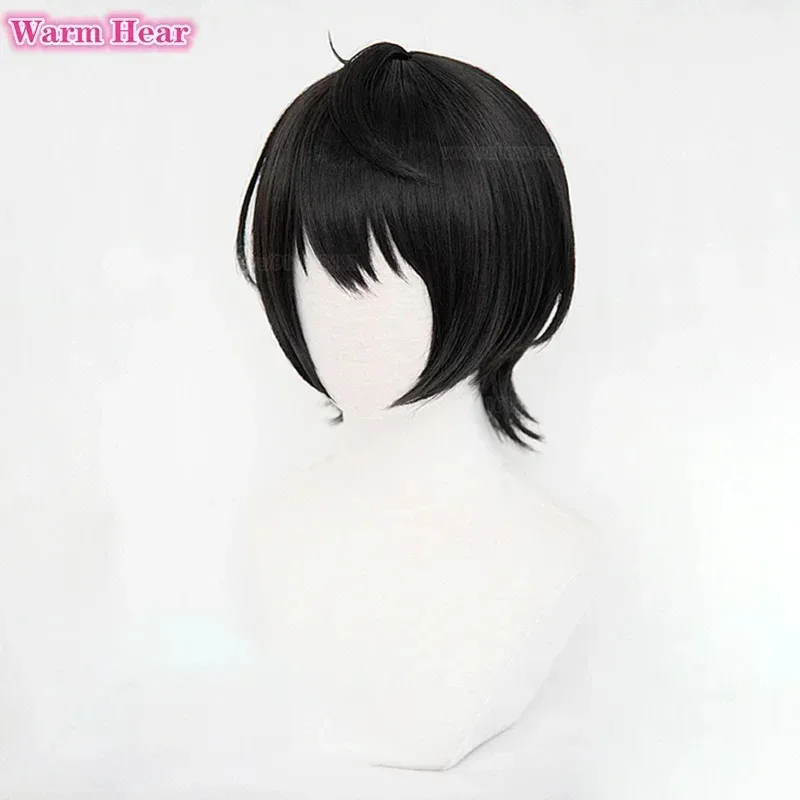 Gioco di alta qualità ES Sakuma Rei Sintetico corto nero Cosplay Anime Capelli resistenti al calore Parrucche per feste di Halloween + Cappellino per parrucca gratuito gp;/