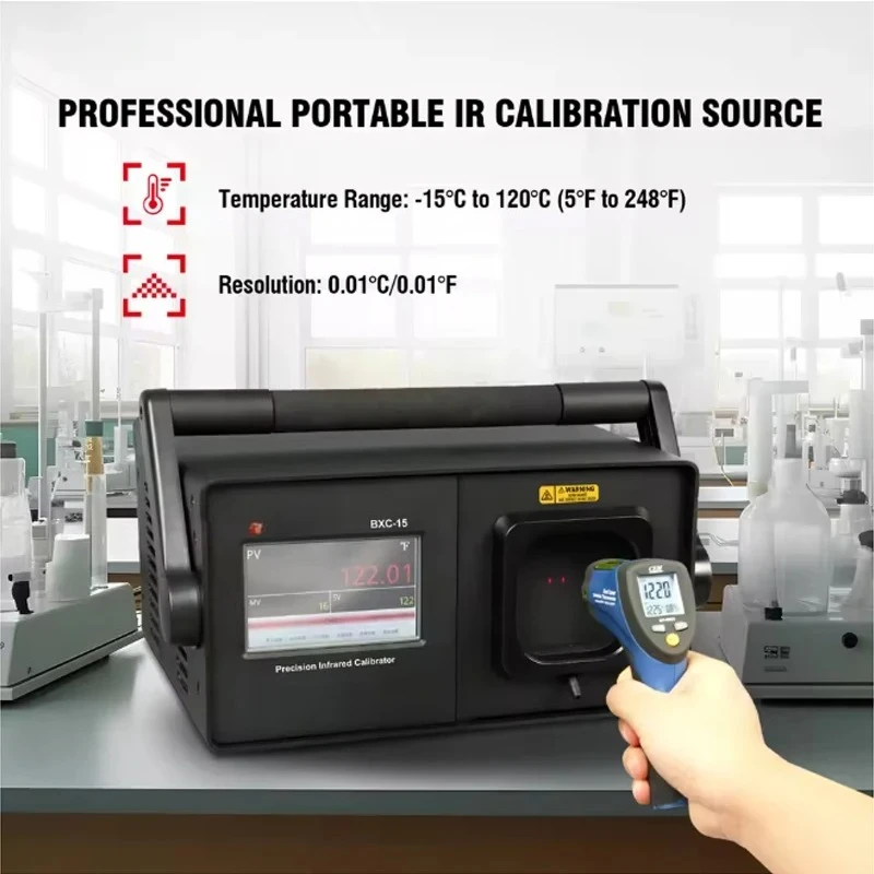 Portable IR Calibrator Small Infrared Thermometer Dry Block Temperature Calibrator for Calibration -15 ~ 120C Resolution ±0.5C