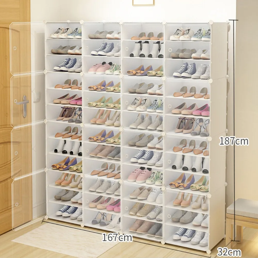 16Pcs Shoe Tower Rack Case Sneaker Shelf Cube Closet Organizer Cabinet Box