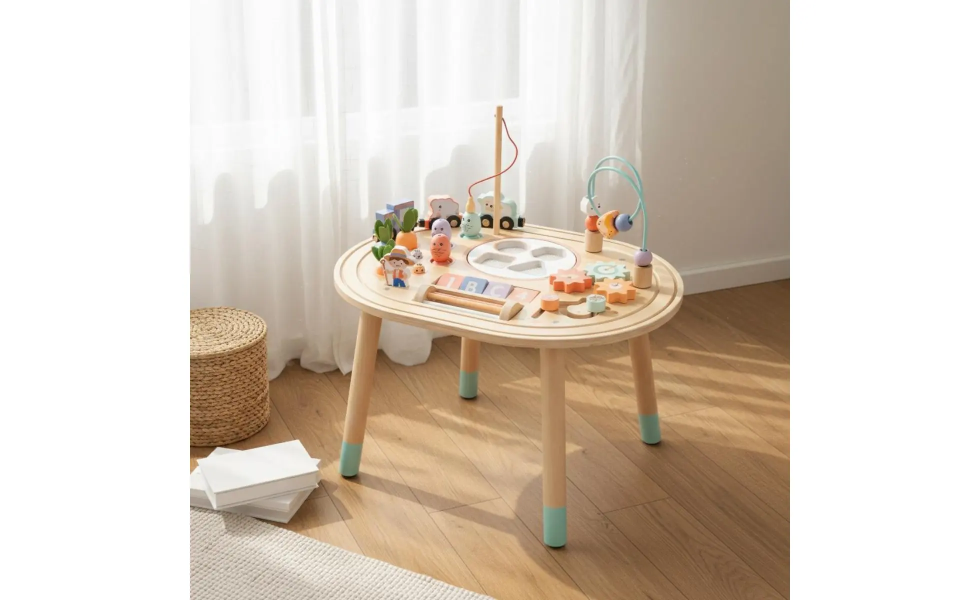 Developmental Activity Table Hand-Eye Coordination Wooden Activity Table Children's Learning Toy Stable Base Child Furniture