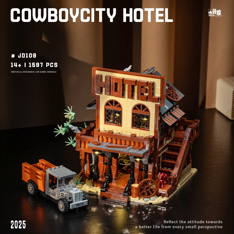 

Конструктор-модель «Городской отель в стиле вестерн» с уличной сценой и освещением, из АБС-пластика, для взрослых и подростков, развивающая игрушка-головоломка, подарок, XT267