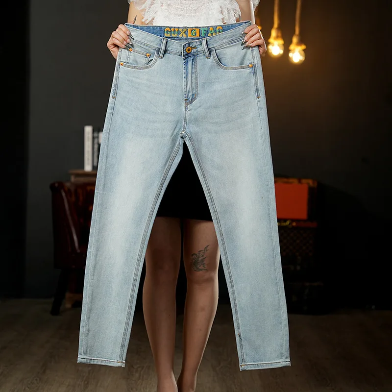 

High end 2025 summer new thin breathable jeans men's light colored men's casual European fashion brand long pants