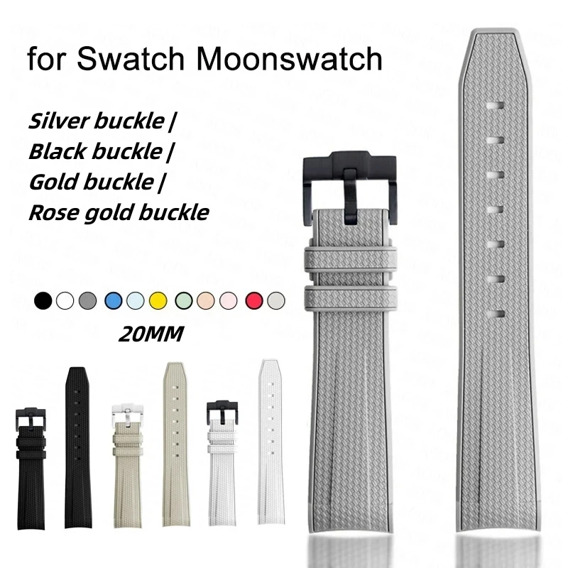 

Watch Band for Omega X Swatch Joint MoonSwatch Speedmaster Curved End Rubber Silicone Strap Women Men Soft Sport Bracelet 20mm