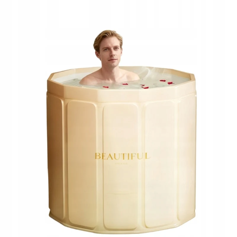Bañera Plegable Portátil, Bañera Colapsable de Gran Capacidad de 100L para Adultos y Niños con Aislamiento Térmico