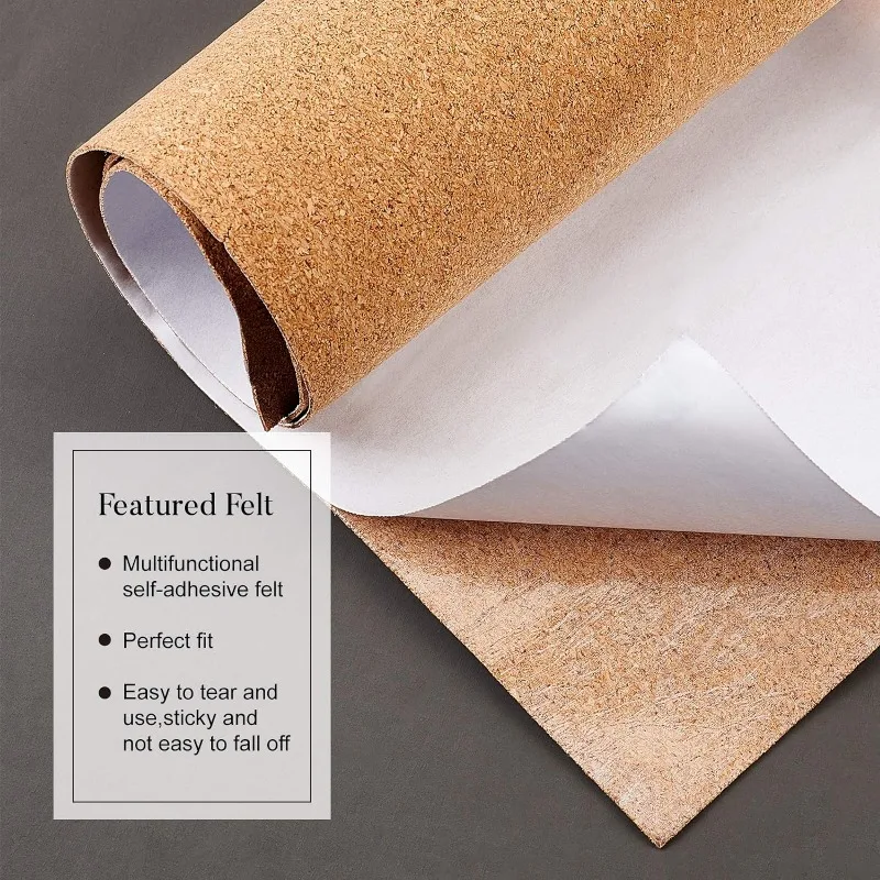 1pc 1mm Thick Adhesive Cork Roll Liner 12x24 Inch Insulation Cork Roll for Bulletin Board Coasters Door Signs and Floor Wall