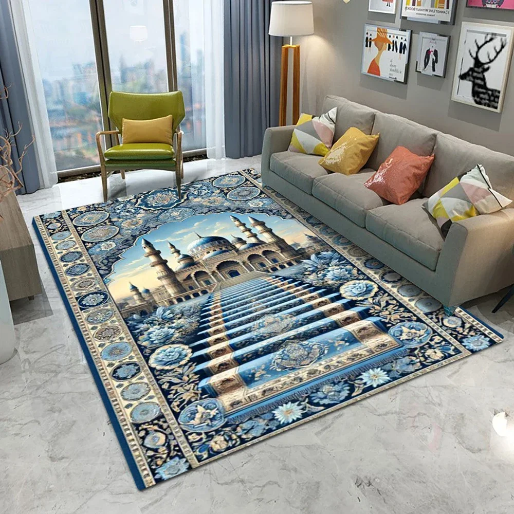 HD-European Castle Area Rug – Classic Palace Design Non-Slip Carpet, for Living Room Bedroom Study Decor