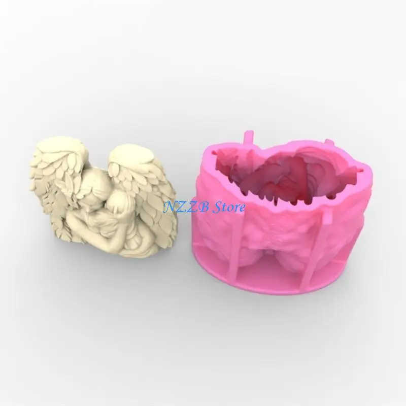 T21F Angelo Stampo in Silicone Gesso Fai da Te Strumento Ornamento da Tavolo Stampo per Candela Profumata