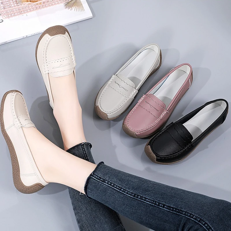 

Women's soft leather Flat shoes casual spring and summer versatile comfortable stirrups single shoes