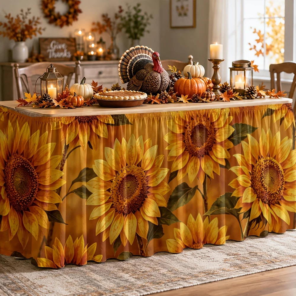 Table skirt/tableskirt sunflower, idyllic, autumn, outdoor party, thanksgiving, harvest festival, party tablecloth