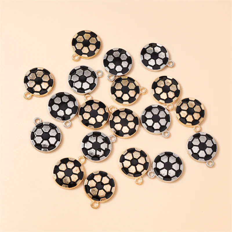 

20pcs 15x18mm Cute Enamel Sports Football Charms Pendants for Making Necklaces Earrings Bracelets DIY Crafts Jewelry Accessories
