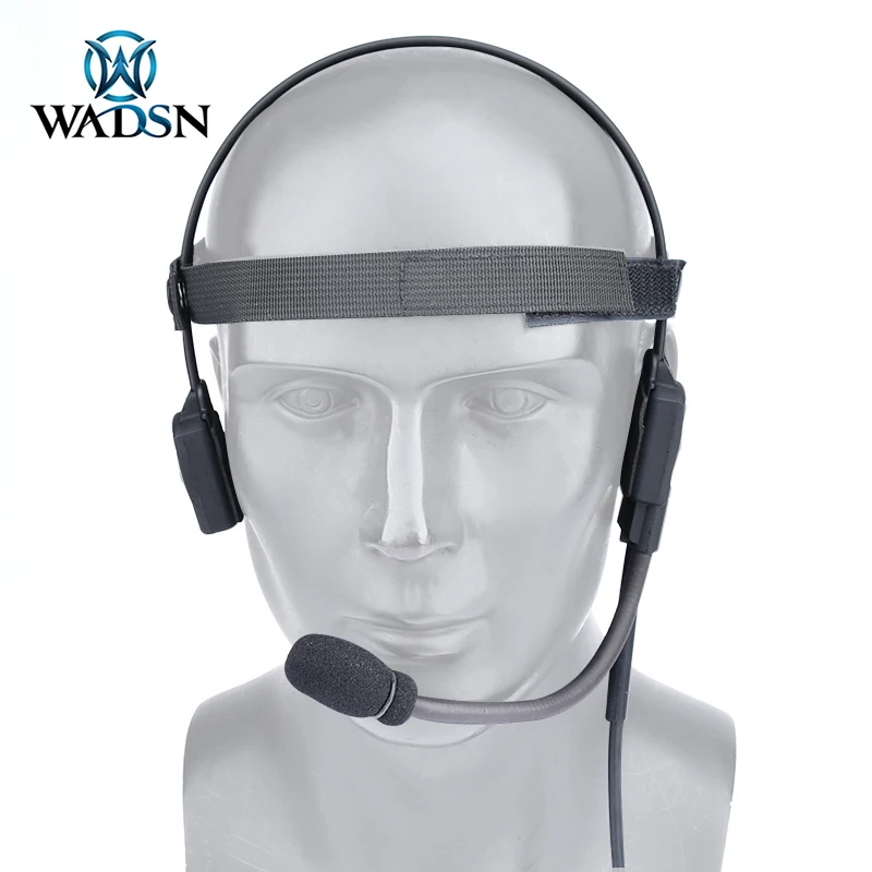 WADSN Tactical Headset MH180 V Bone Conduction Earphone Military Communication 7.0 Plug Kenwood PTT Airsoft Hunting Accessories