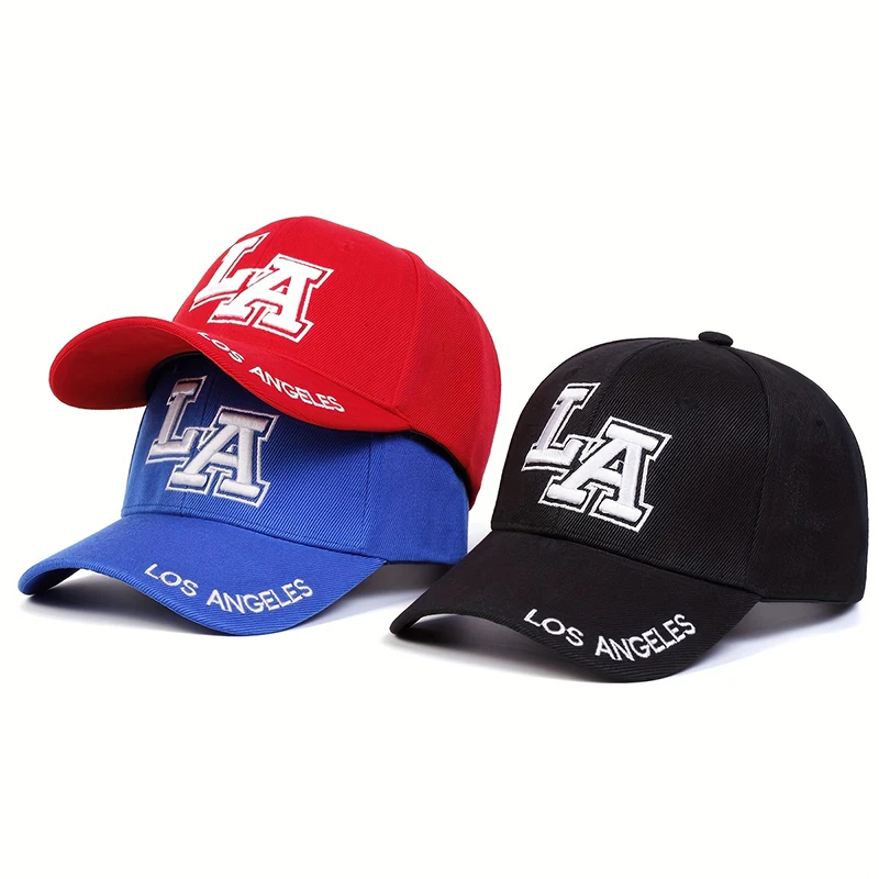 1piece Unisex Los Angeles Letter Embroidery Baseball Cap Outdoor Adjustable Sunscreen Leisure Hat Spring Autumn Travel Vacation