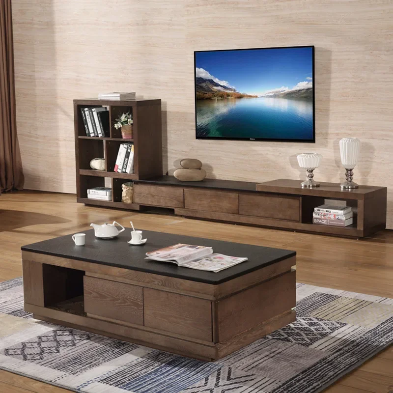 Nordic flint tea table TV cabinet combination simple modern small apartment living room furniture set