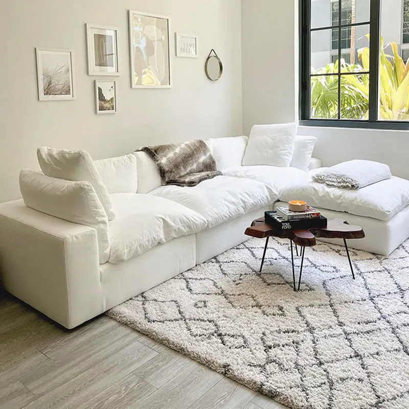 

Cloud Sofa B & B Living Room Wabi Wind Home Furnishing Simple Linen Fabric Down White Sofa