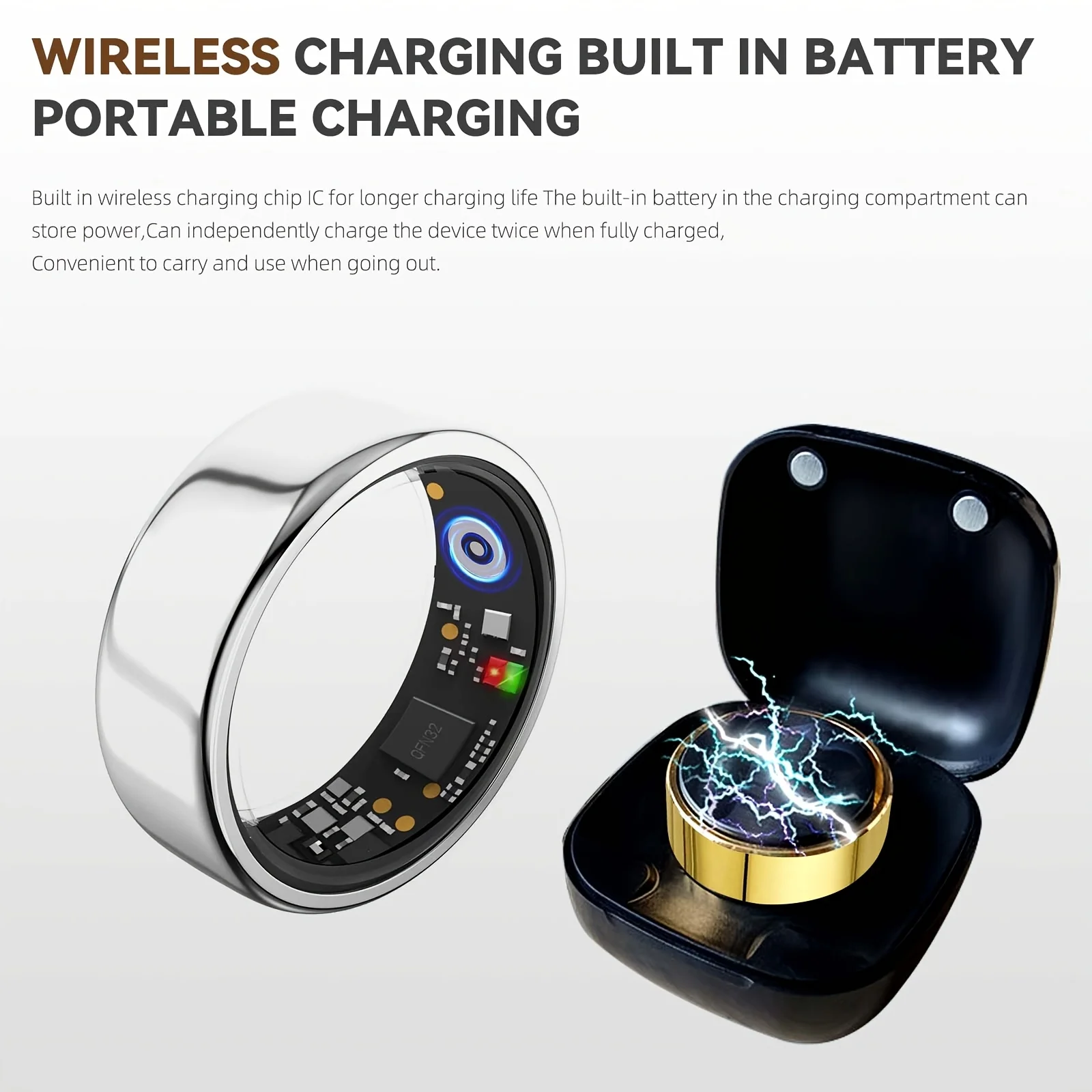 Smart Rings Steps Heart Rate Blood Oxygen Saturation Sleep Distance Calories IP68 Smart Ring Waterproof Multi-sport Mode Tracker