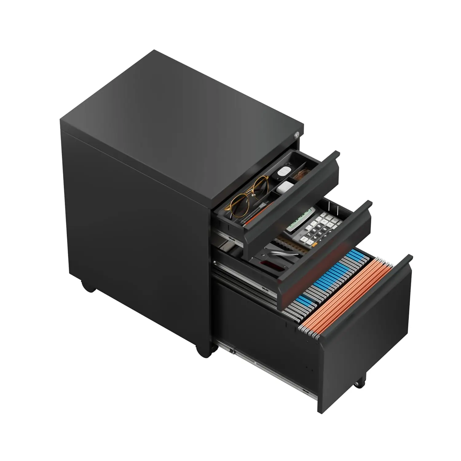 

Металлический шкаф для документов на колесиках с 3 ящиками под стол, для домашнего офиса, для файлов формата А4 и Letter, на заказ