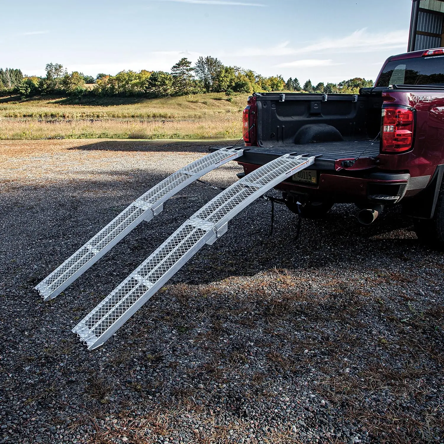 89-inch Folding Aluminum Truck, UTV/ATV, Motorcycle Loading Arch Ramps - Pair, 1500lb Capacity