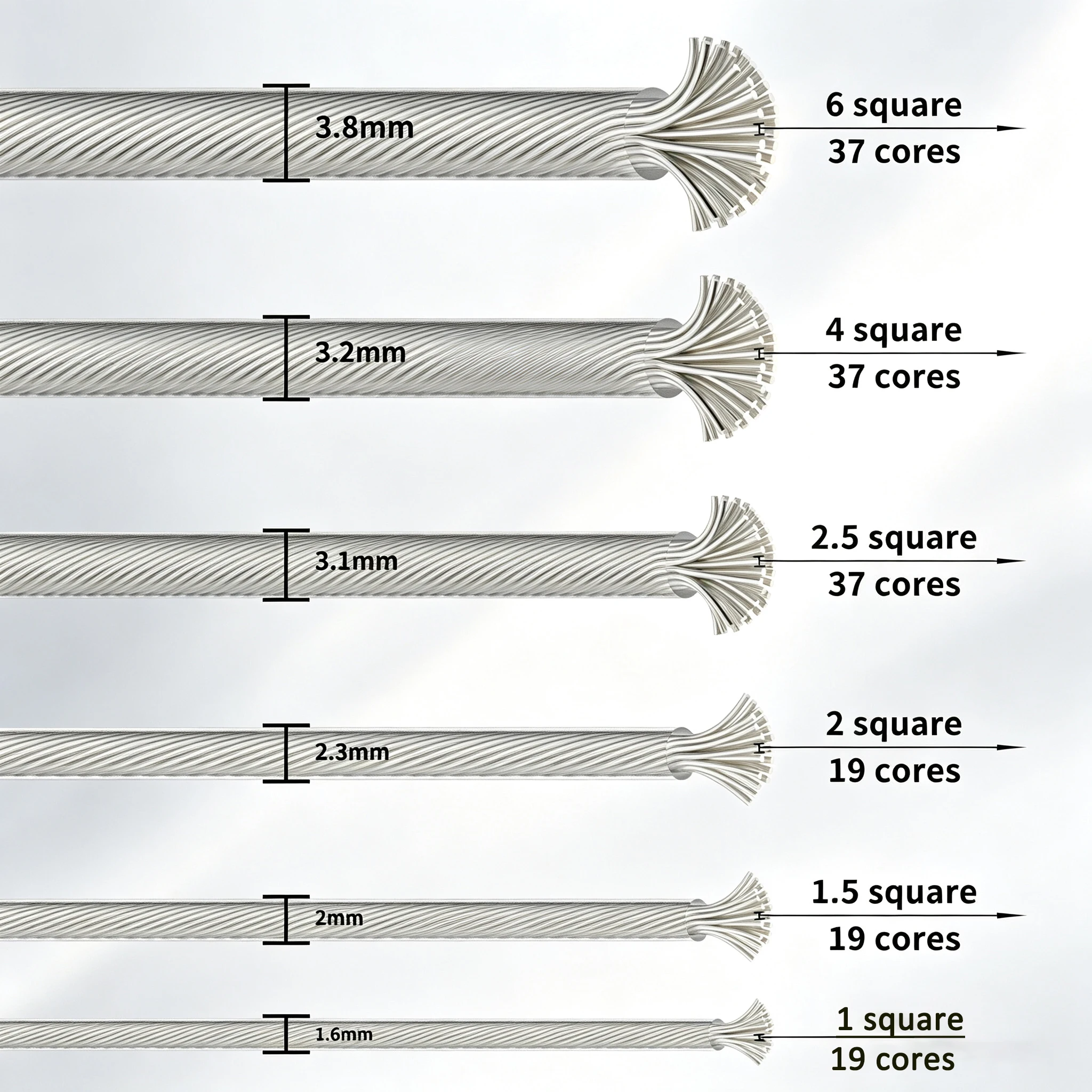 Silver Plated Bulk Wire, 1/1.5/2/2.5/4/6 Square mm² HIFI Loose Cable, High Purity Audio Signal Wire for DIY Headphone & Speaker