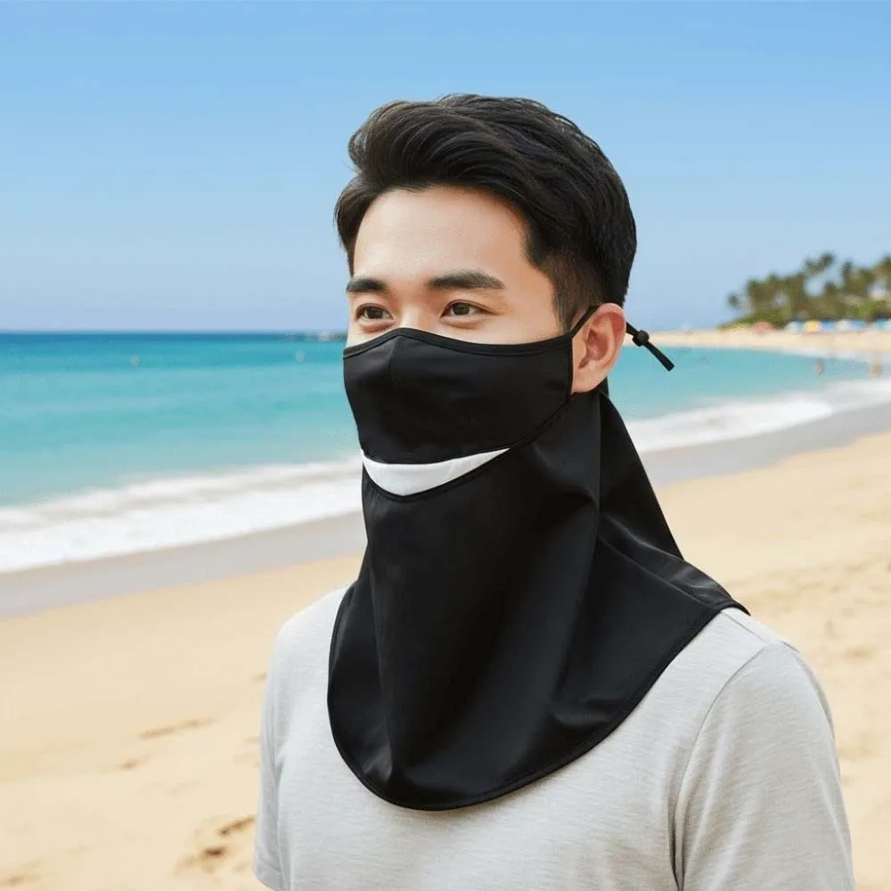 

Ice Silk Sunscreen Mask with Shawl Elastic Thin Face Sun Protection Neck Protection Solid Color Breathable Sunshade Mask