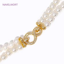 Fashion 18K Gold Plated Brass Inlaid Zircon Pearl Clasps Connector Clasp For Jewelry Making DIY Bracelet Necklace Accessories