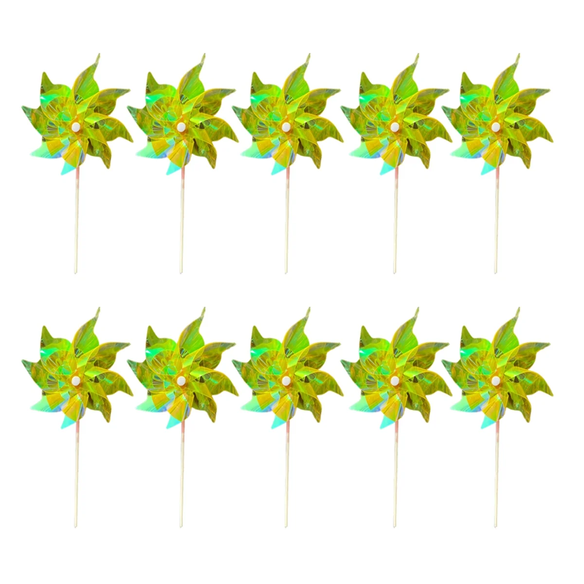 

Yellow Reflective Pinwheels Wind Spinner, Extra Sparkly Pinwheel with Stakes, Bird Repellent Blinder Devices