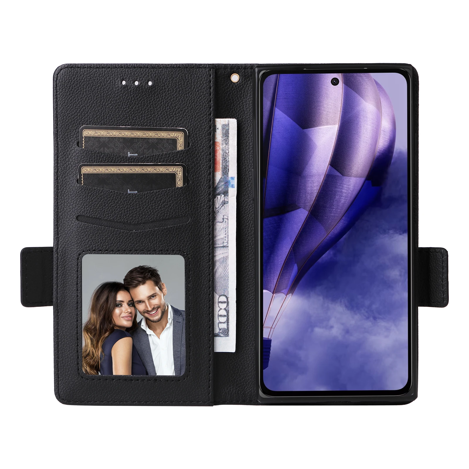 Card Slot Wallet Cover For HMD Skyline 6.55 inch Magnetic Button Flip Leather Side Button Lychee Pattern shockproof Phone Case