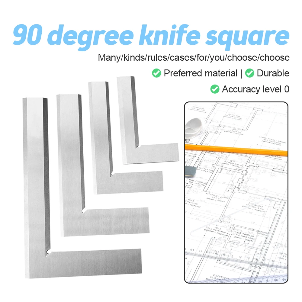 

90 Degree Knife Edge Square Ruler For Woodworker Metal Carpentry And Joinery Tools Set Squares Measurment Try Square Angle Ruler