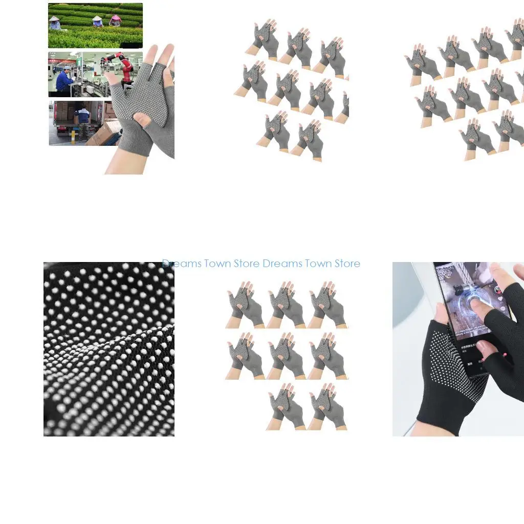 HX6A Pack of 10 Ventilated Fingerless Gloves Antislip Grip Packing Moving Activity