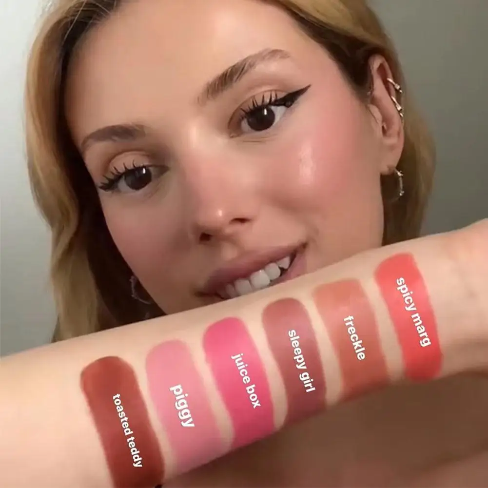 6 colori 2 In 1 Blush Stick per labbra e guance Stick idratante evidenzia la modifica del contorno del viso, Blush tascabile duraturo