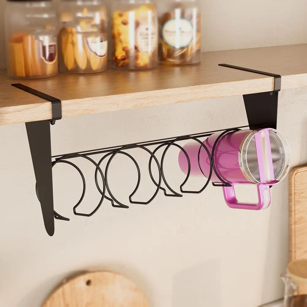 

Carbon Steel Under Cabinet Water Bottle Organizer Wall Mounted Large Capacity Cup Storage Rack Space Saving Water Bottle Holder