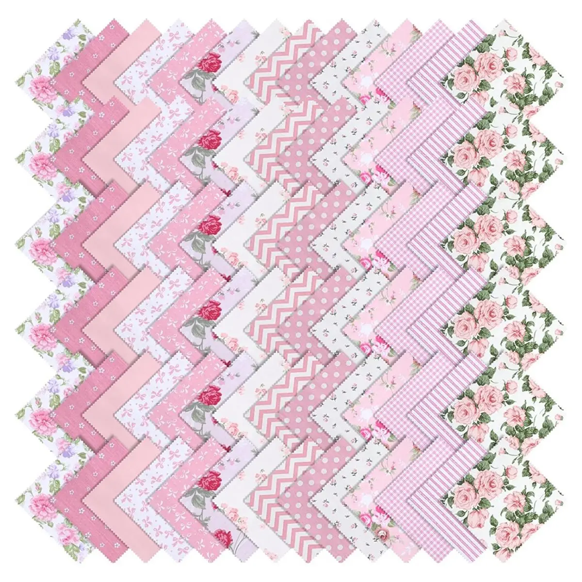2026 NEW 84 Pcs Pink Charm Packs for Quilting, 100% Polyester Fabric Squares, 5x5-Inch Precut for DIY Crafts