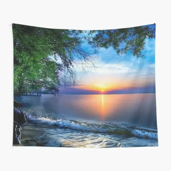 Ocean Sunset Tapestry Beach Wave Wall Hanging Tapestries Sky Cloud Scenery Tapestry  Home Decor for Bedroom Dorm Living Room