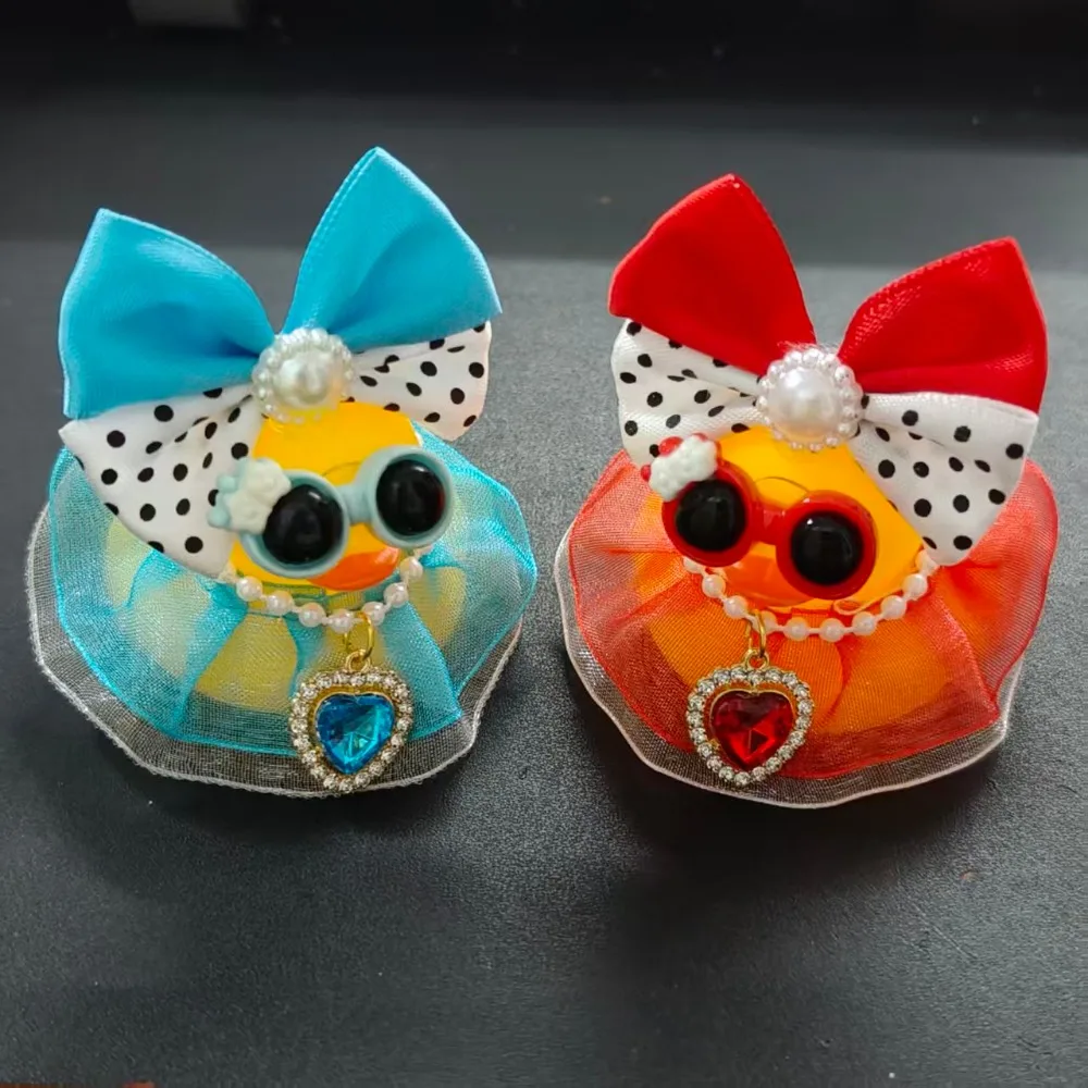 Personalized Duck Decor Kit Handmade Styling Ornament for Car Console Desk Lace Bow Jewelry Accessories for Custom Display