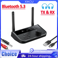 Bluetooth 5.3 Audio Transmitter Receiver Wireless Music Adapter Pair 2 Devices BT 5.0 3.5mm Aux Jack RCA For TV Car PC Headphone