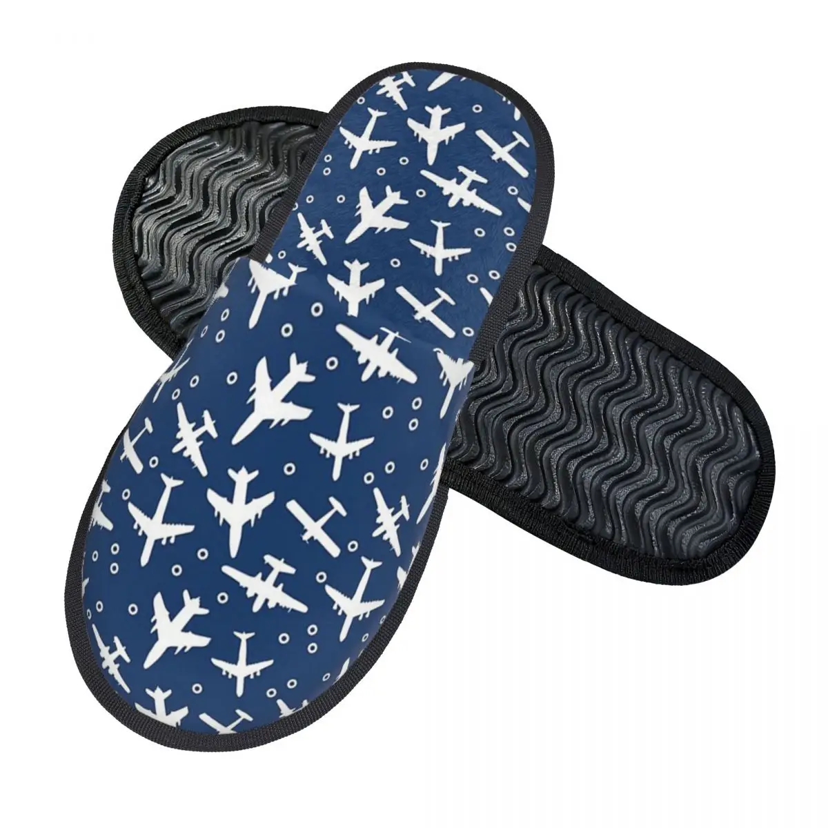 Custom Random Airplanes Pattern Slippers Memory Foam Warm Soft Women House Slipper Indoor Cozy Shoes