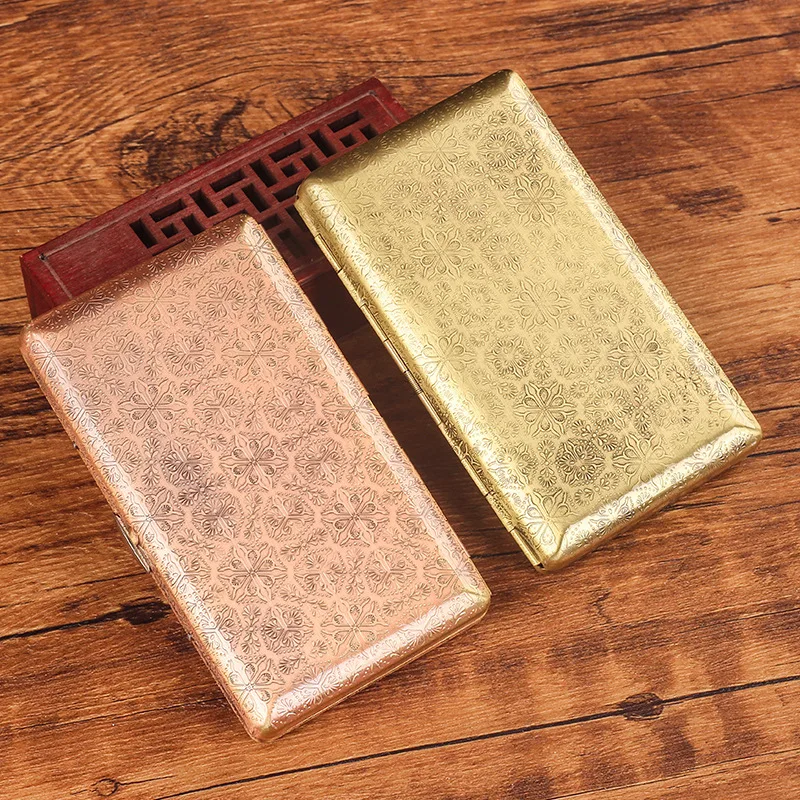 Dual Gun 10cm Brass Cigarette Case – Electroplated Engraved, Holds 20 Slim or 18 Regular Cigarettes for Men