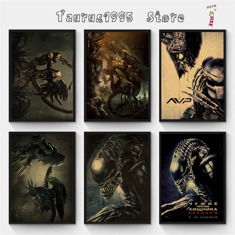 Alien vs. Predator AVP decoración de muebles para el hogar película Kraft retro Vintage habitación hogar Bar cafetería decoración impresión arte pintura de pared