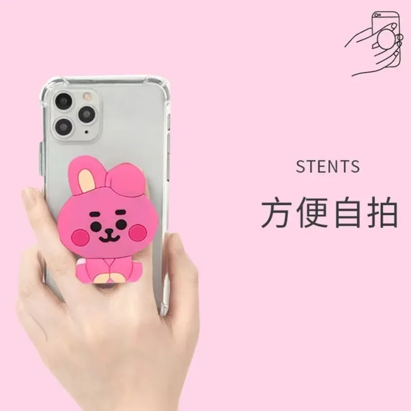 BT21 Koya RJ Shooky Mang Chimmy Tata Cooky Creative Acrylic Phone Bracket Cute Cartoon Foldable Anime Stand for Fans view 5