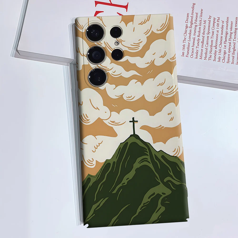 Cross Mountain Clouds Art Luxury Fashion Full Lens Protective Case for Samsung Galaxy S26 S25 S24 A56 A36 Plus Ultra