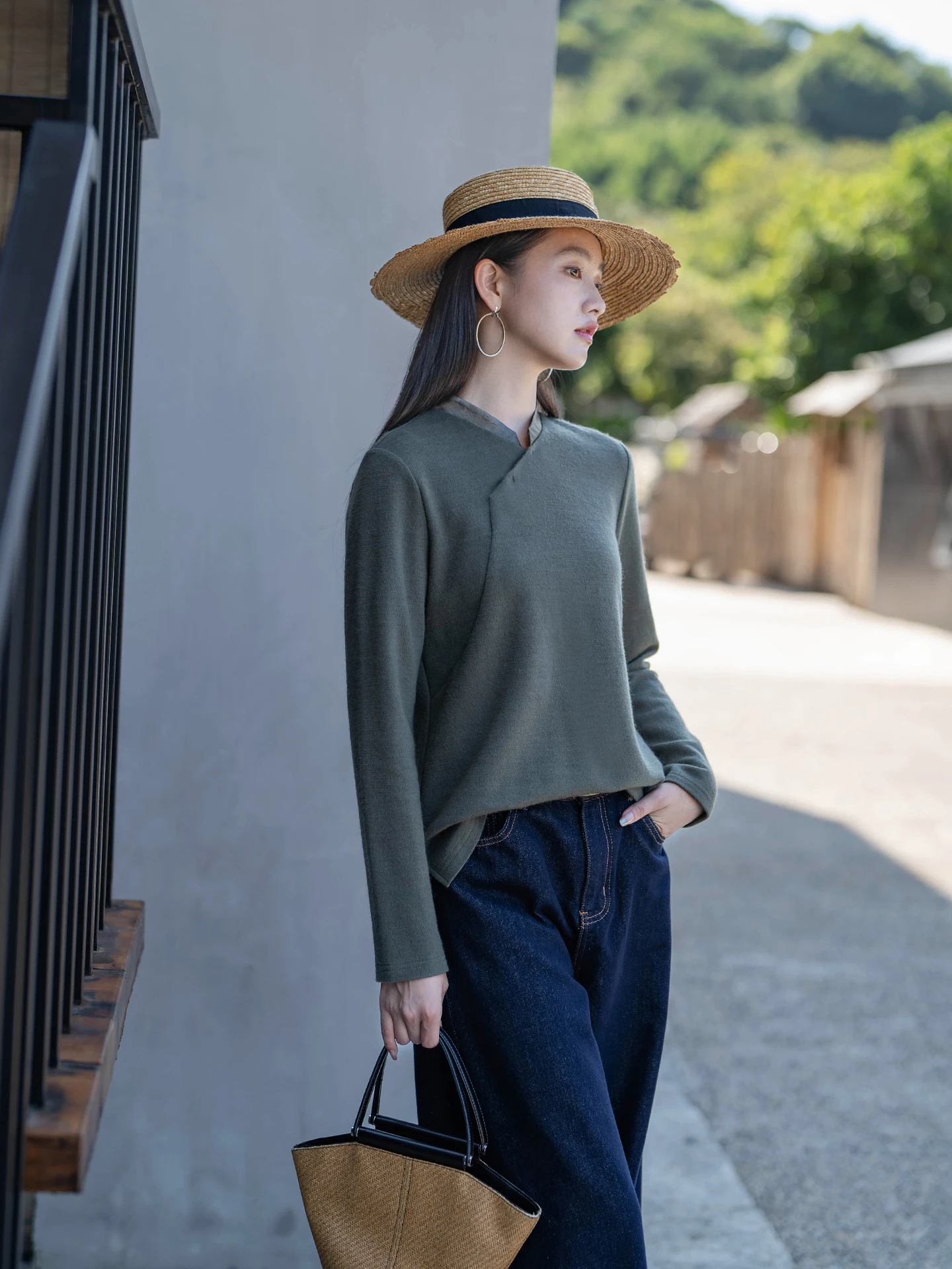 

Мягкая, приятная для кожи шерстяная футболка Zen Sle Color Свободный крой Трикотажная женская одежда Long Sve Crew Ne Regular Thin