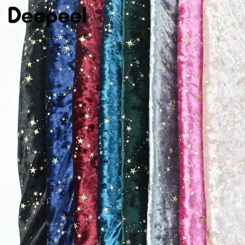 

45*145cm Deepeel Polyester Spandex Velvet Fabric Bronzing Tricot Cloth Garment Dress Velour Fabrics DIY Sewing Accessories