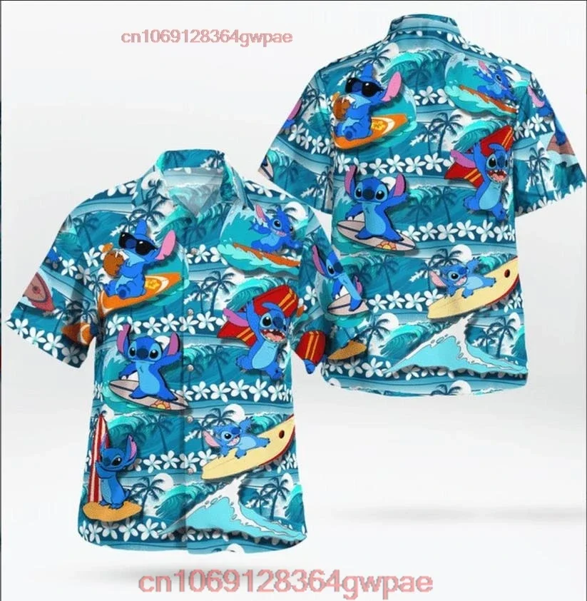 

Stitch Hawaiian Shirts Vacation Shirts Men's Disney Hawaiian Shirts Casual Button Down Short Sleeve Shirt Vintage T-shirt Tops