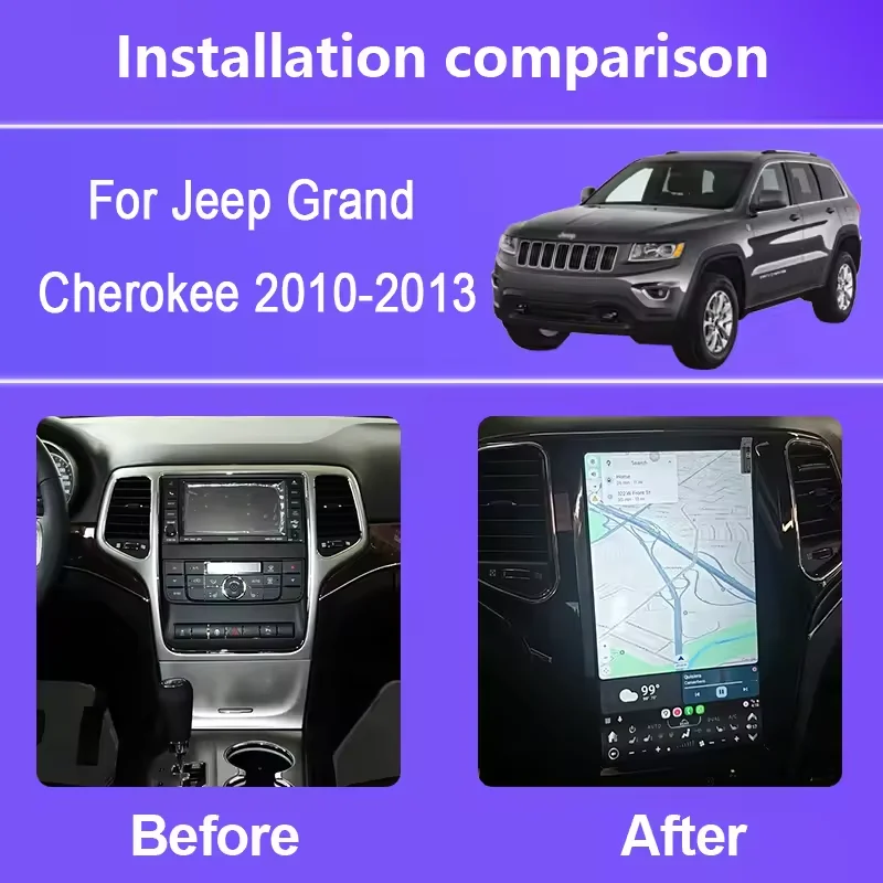 13.6inch Android Tesla Screen For Jeep Grand Cherokee 2014-2020 Car Radio GPS Carplay Car Multimedia Video Player Stereo Navi